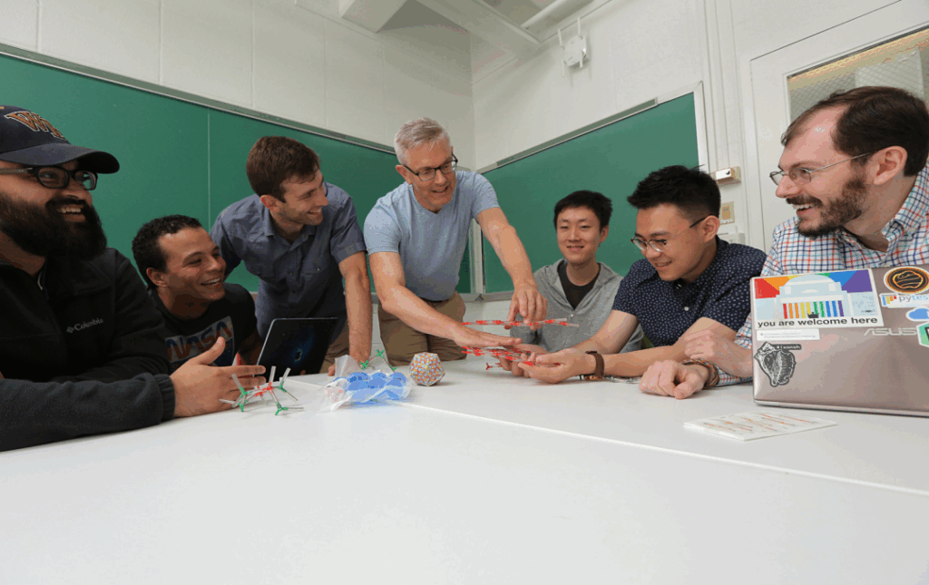 students and professor in class